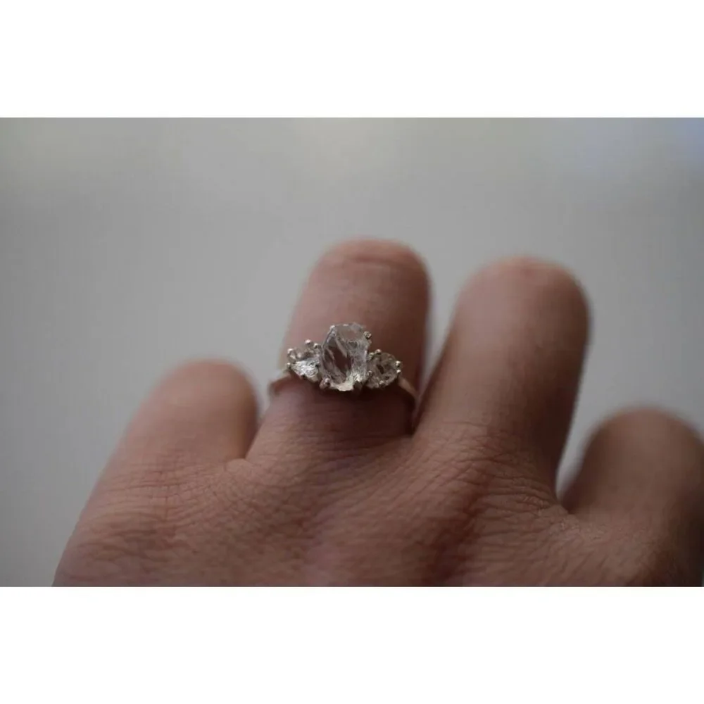 alternative raw Lake County diamond engagement rings, raw crystal size 8